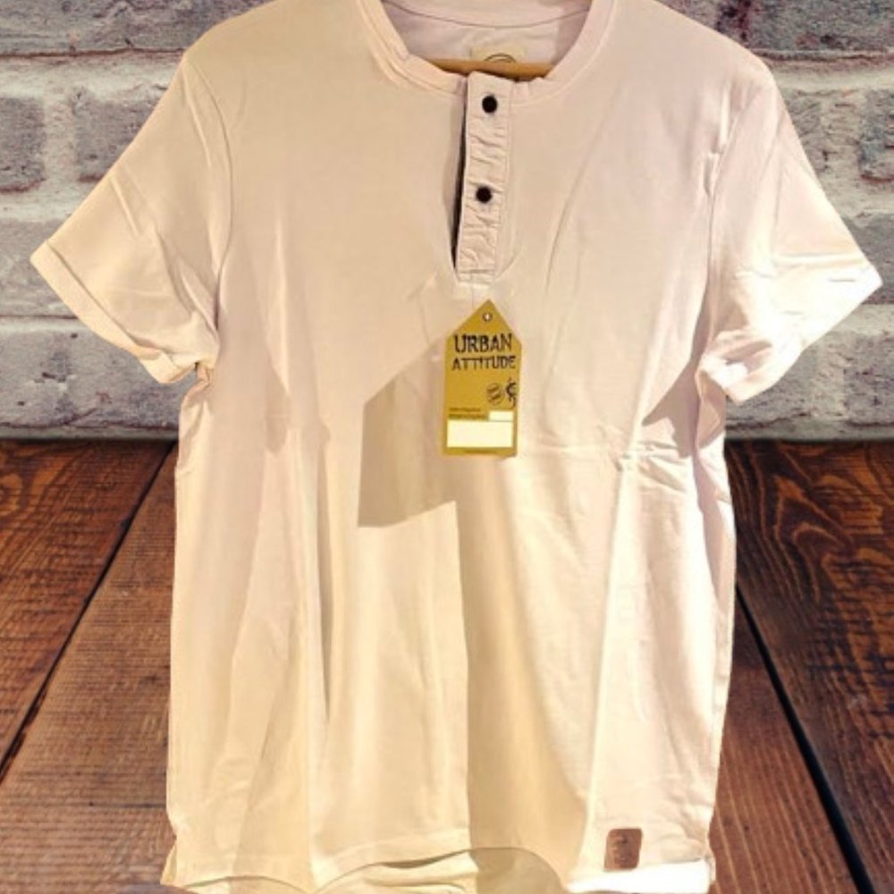 Chambray Mens Henley cotton /spandex. Free shipping